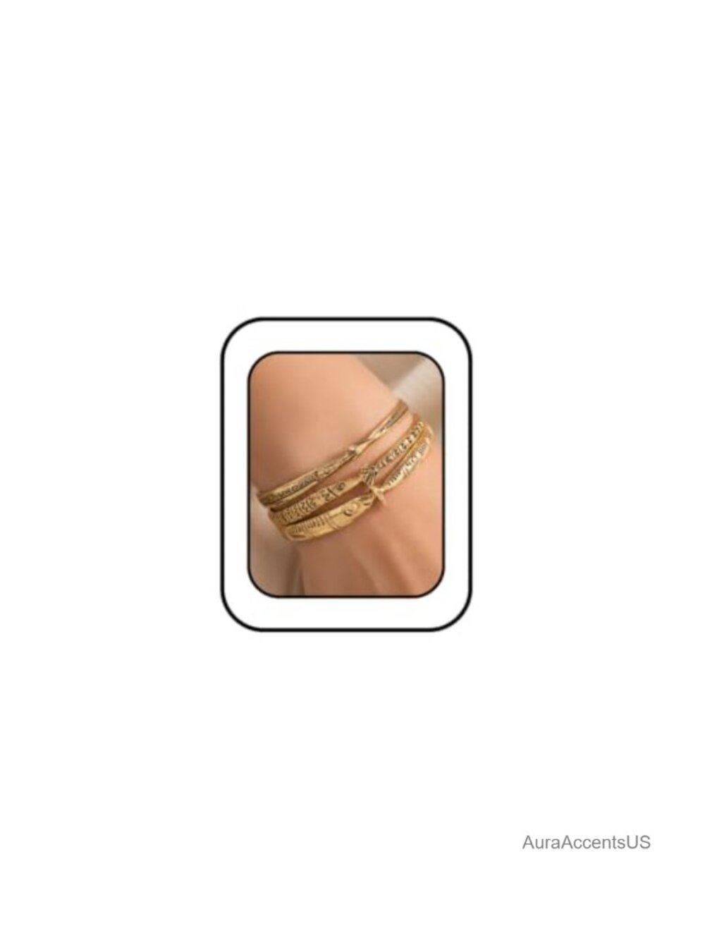 Boho Stackable Fish Bangle Bracelets for Women - Two Tone Copper Finish Set